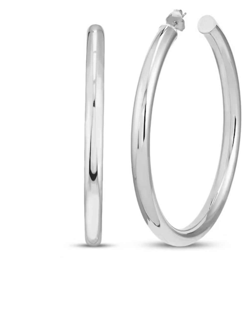Tube Hoop Earrings 925 Stamped Sterling Silver 60mm